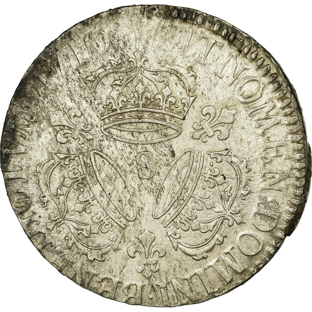 Moneta, Francia, Louis XIV, Écu aux 3 couronnes, Ecu, 1710, Reims, BB, Argento