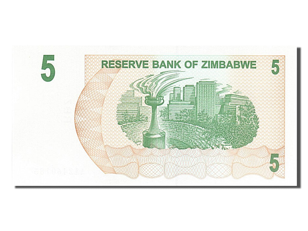 Banknot, Zimbabwe, 5 Dollars, 2006, 2006-08-01, UNC(65-70)