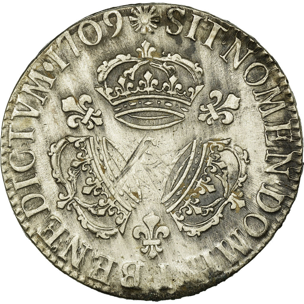 Coin, France, Louis XIV, Écu aux 3 couronnes, Ecu, 1709, Reims, VF(30-35)