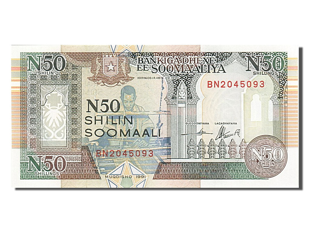 Billet, Somalie, 50 N Shilin = 50 N Shillings, 1991, NEUF