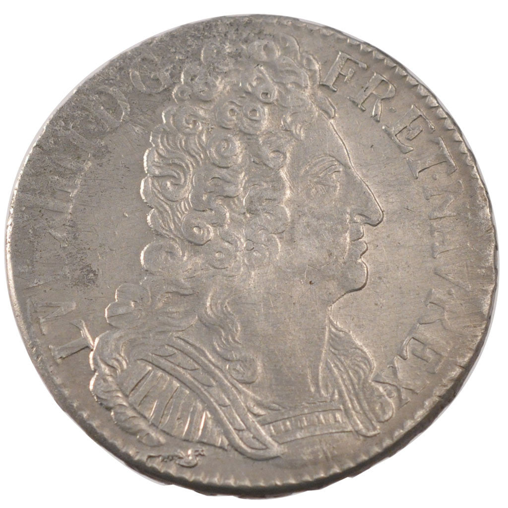 FRANCE, Écu aux 3 couronnes, ECU, 1709, Rouen, KM #386.2, AU(50-53), Silver, ...