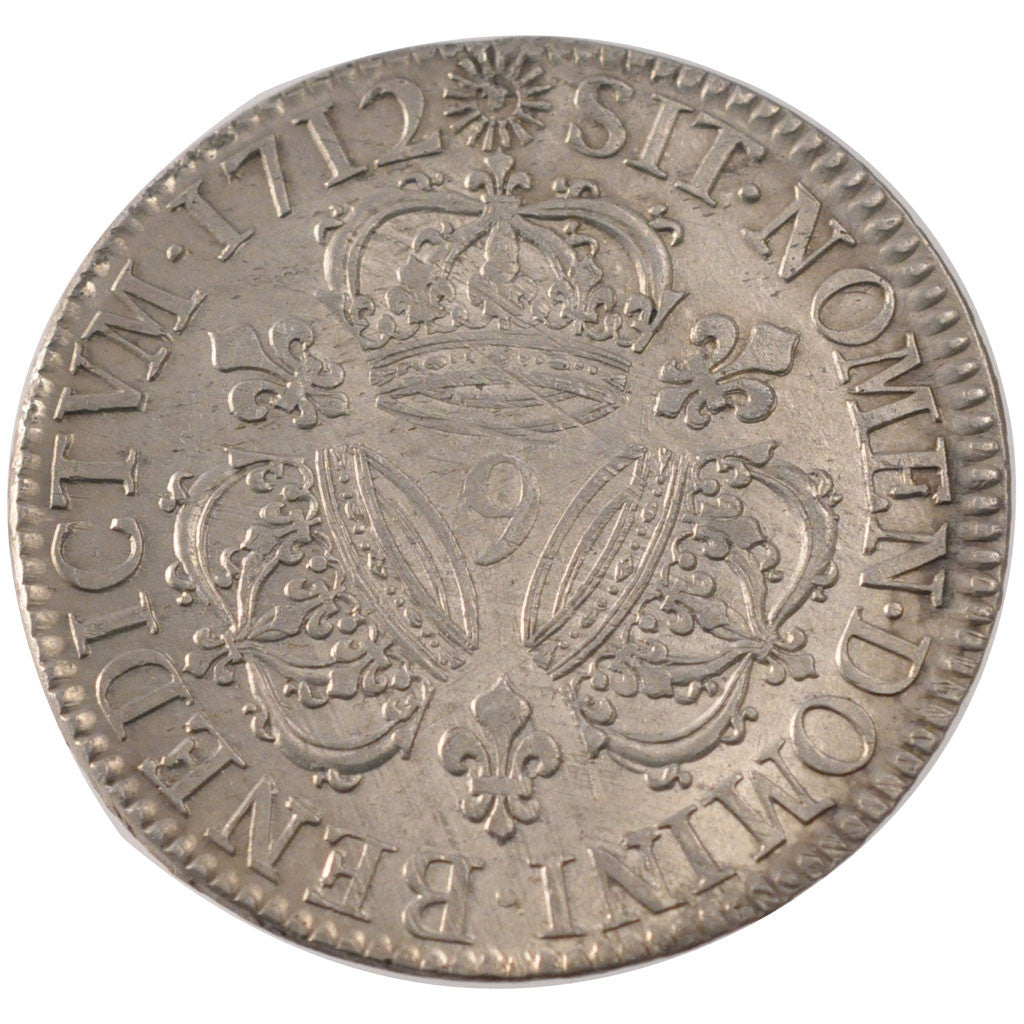 Coin, France, Louis XIV, Écu aux 3 couronnes, Ecu, 1712, Rennes, AU(50-53)