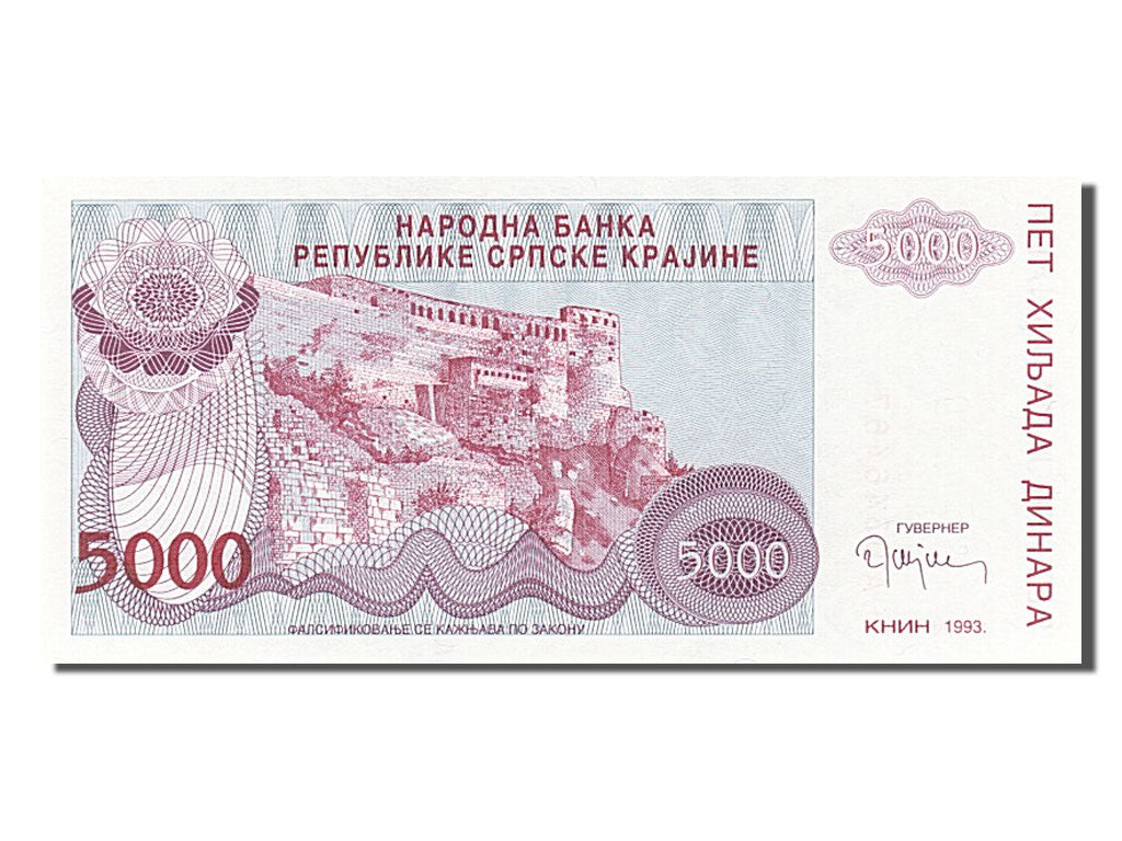 Geldschein, Kroatien, 5000 Dinara, 1993, UNZ