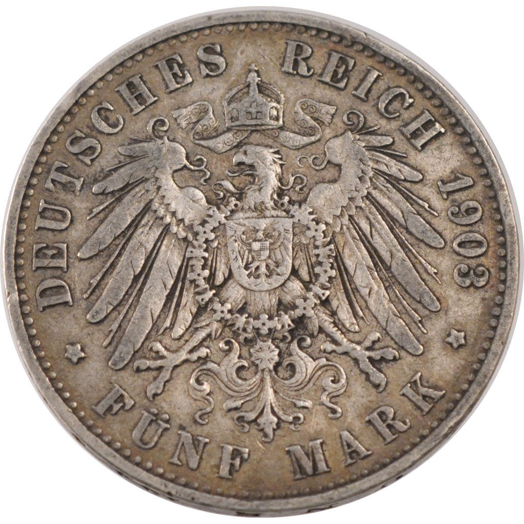 GERMAN STATES, 5 Mark, 1903, Berlin, KM #523, EF(40-45), Silver, 38, 27.67