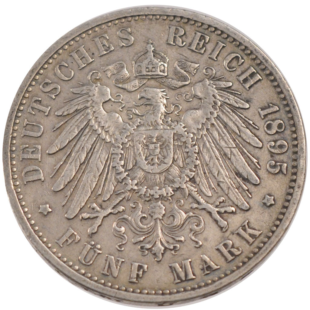 GERMAN STATES, 5 Mark, 1895, KM #523