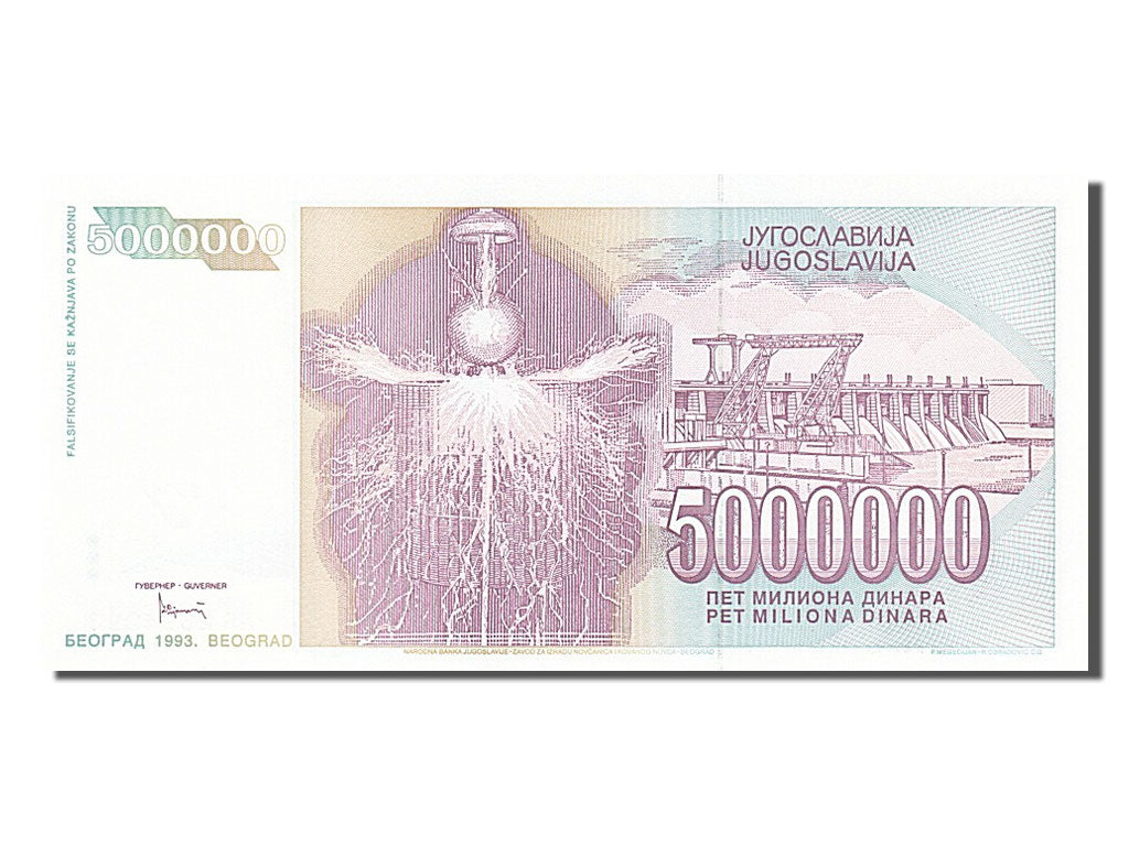 Banknote, Yugoslavia, 5,000,000 Dinara, 1993, UNC(65-70)