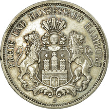 Coin, German States, HAMBURG, 5 Mark, 1896, Hamburg, AU(50-53), Silver, KM:610