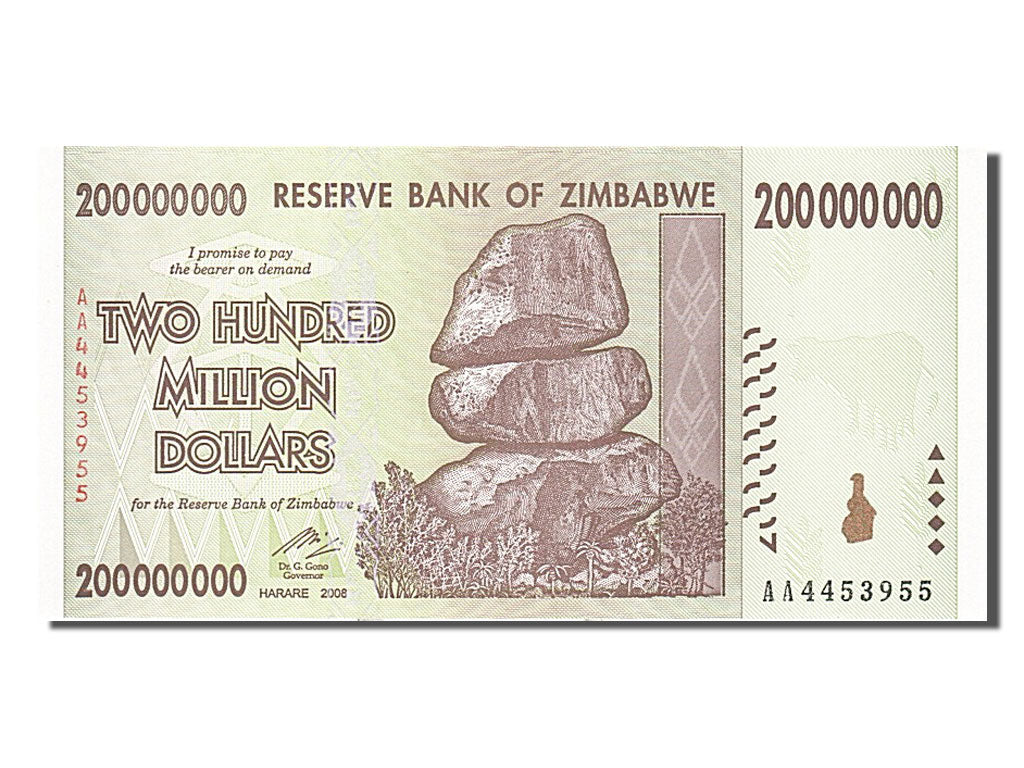 Billet, Zimbabwe, 200 Million Dollars, 2008, NEUF