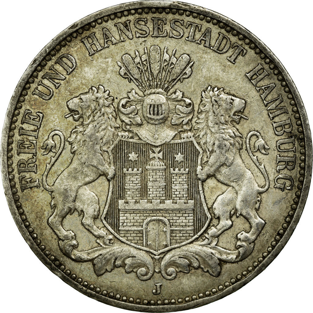 Coin, German States, HAMBURG, 3 Mark, 1910, Hamburg, EF(40-45), Silver, KM:620