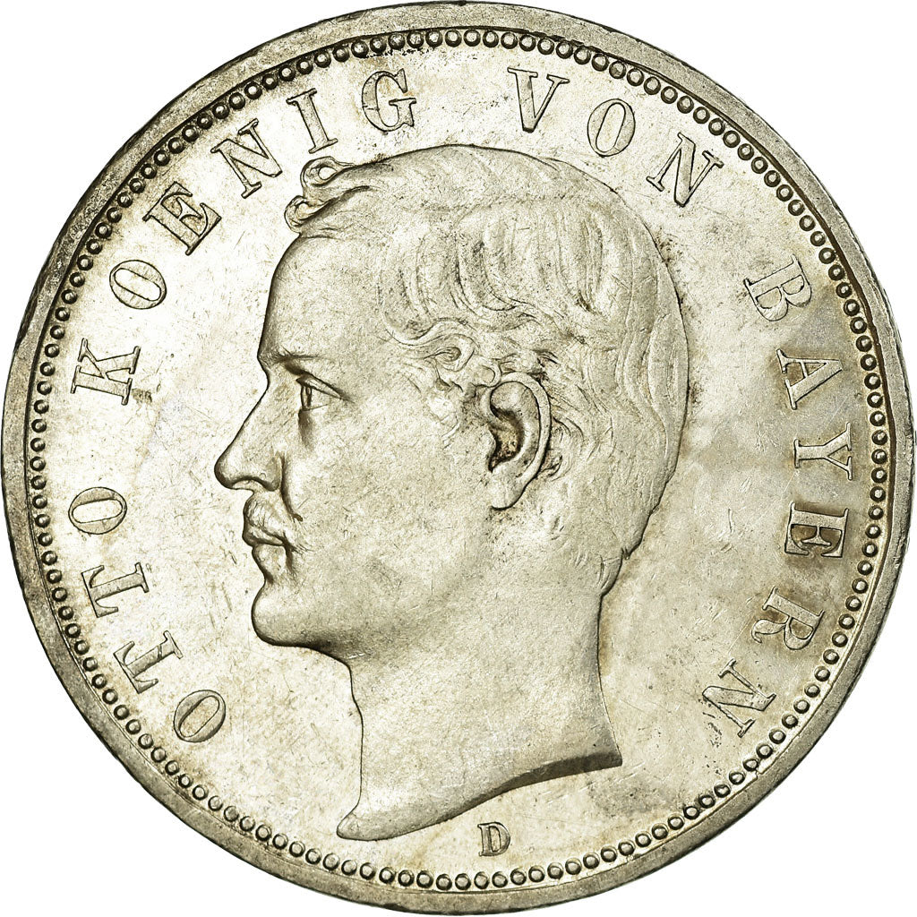 Coin, German States, BAVARIA, Otto, 5 Mark, 1913, Munich, AU(55-58), Silver