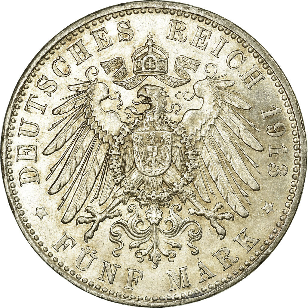 Coin, German States, BAVARIA, Otto, 5 Mark, 1913, Munich, AU(55-58), Silver