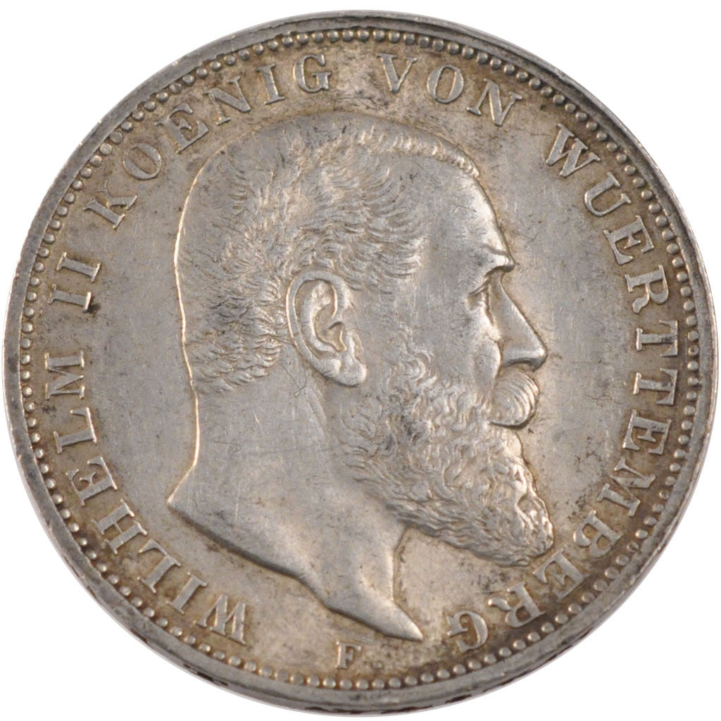 GERMAN STATES, 3 Mark, 1911, Freudenstadt, KM #635, AU(55-58), Silver, 33, 16.68