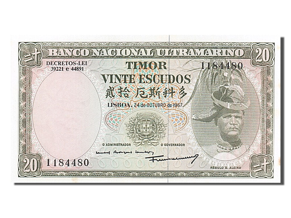 Banknote, Timor, 20 Escudos, 1967, 1967-10-24, UNC(65-70)