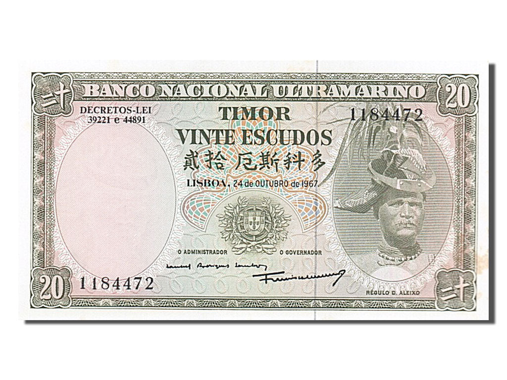 Banknote, Timor, 20 Escudos, 1967, 1967-10-24, UNC(65-70)
