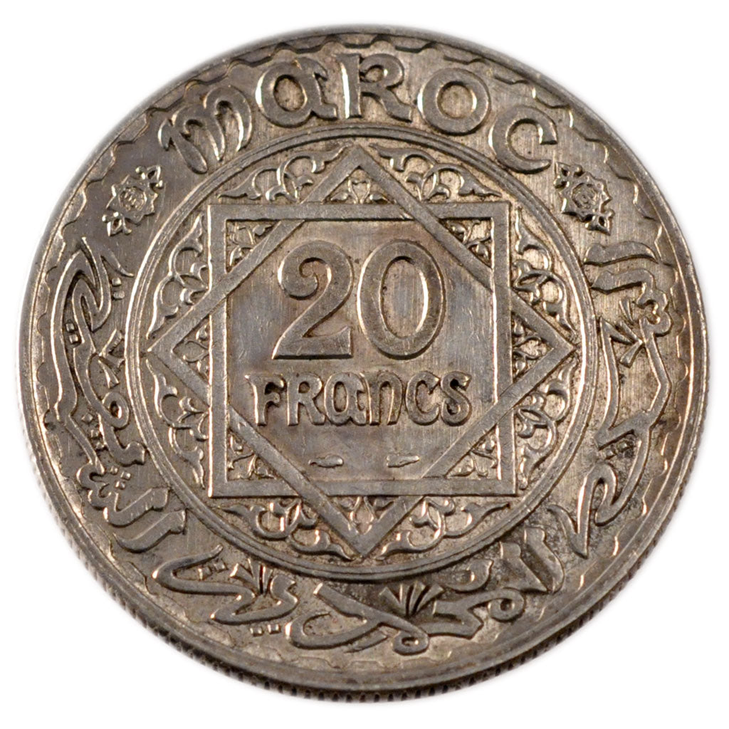 Marocco, 20 Francs, 1933, SPL-, Argento, Lecompte:271