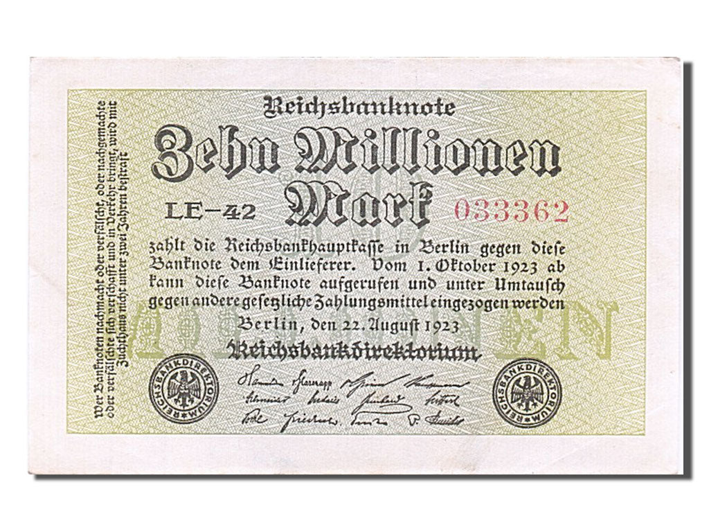 Banknote, Germany, 10 Millionen Mark, 1923, 1923-08-22, AU(55-58)