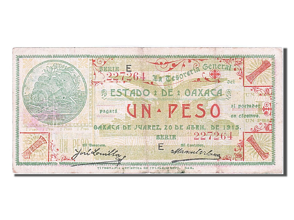 Mexico - Revolutionary, 1 Peso, 1915, KM #S953a, 1915-04-20, EF(40-45), 227264