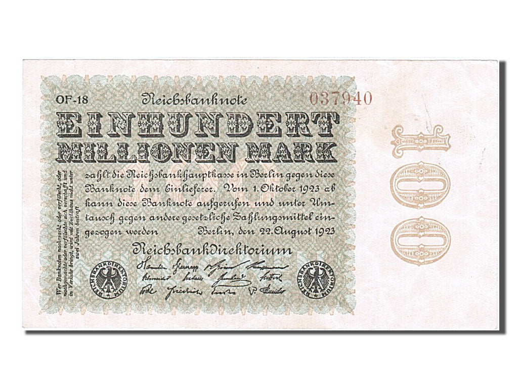 Banknote, Germany, 100 Millionen Mark, 1923, 1923-08-22, AU(55-58)