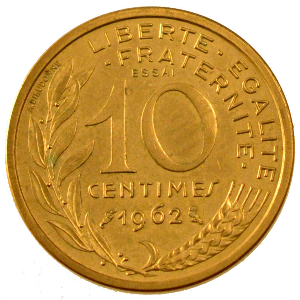 FRANCE, 10 Centimes, 1962, KM #E108, AU(55-58), Aluminum-Bronze, Gadoury #293,..