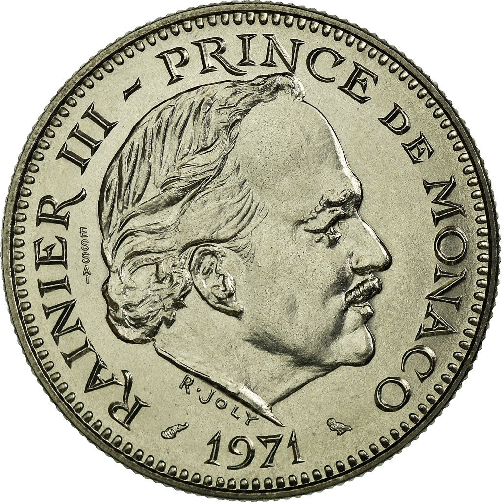 Coin, Monaco, 5 Francs, 1971, MS(65-70), Copper-nickel, Gadoury:153