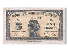 Banknot, Francuska Afryka Zachodnia, 5 Francs, 1942, 1942-12-14, VF(30-35)