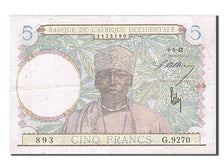 Banknote, French West Africa, 5 Francs, 1942, 1942-06-15, EF(40-45)