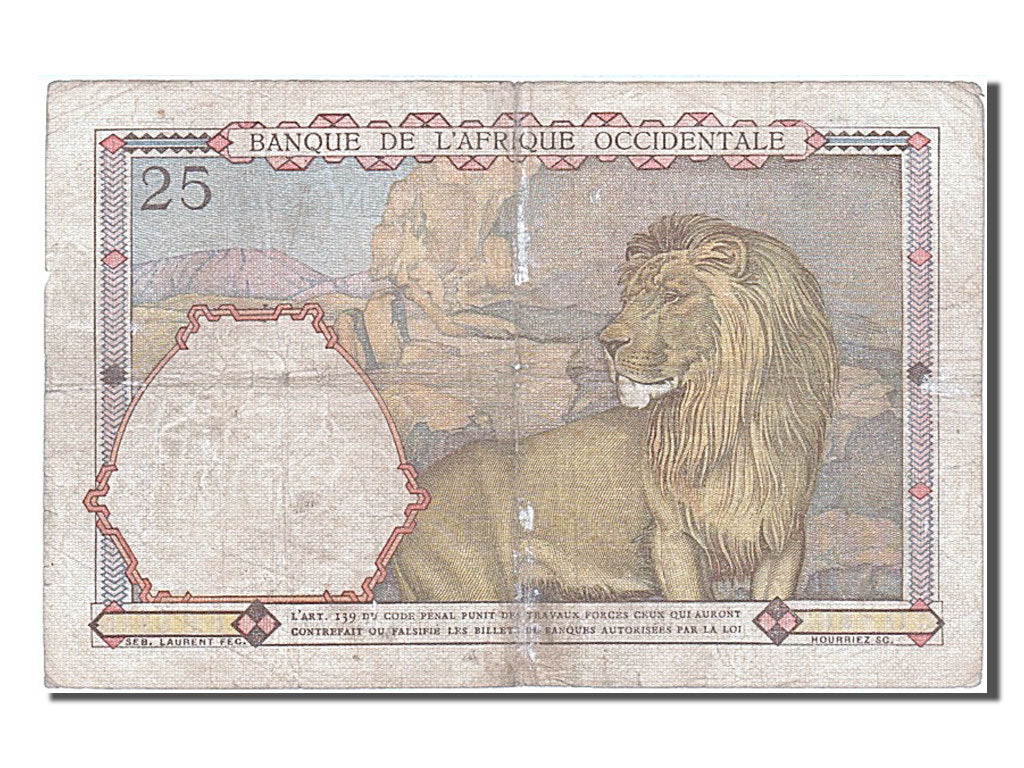 Afrique Occidentale, 25 Francs, type Cavalier Touareg - Lion