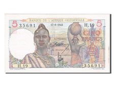French West Africa, 5 Francs, 1943, KM #36, 1943-08-17, UNC(60-62), H19