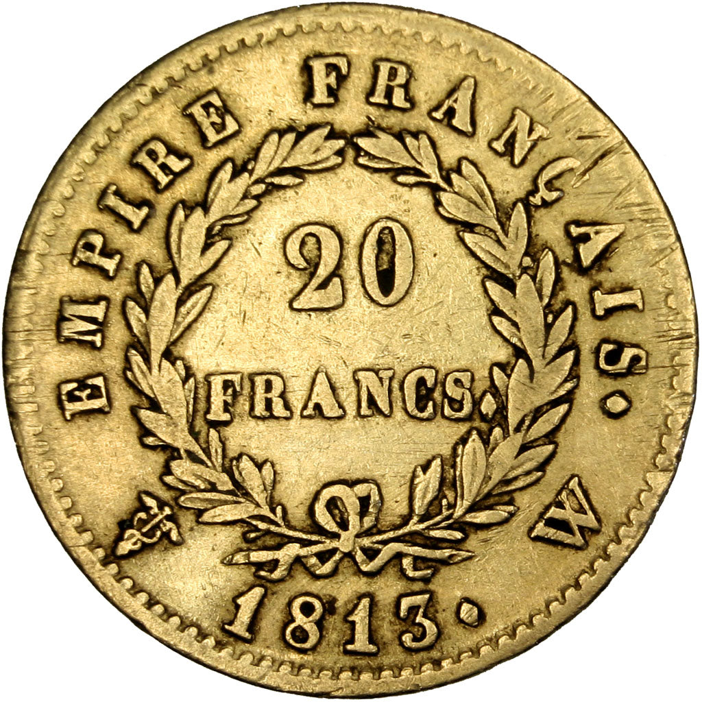 FRANCE, Napoléon I, 20 Francs, 1813, Lille, KM #695.10, VF(30-35), Gold, Gadoury