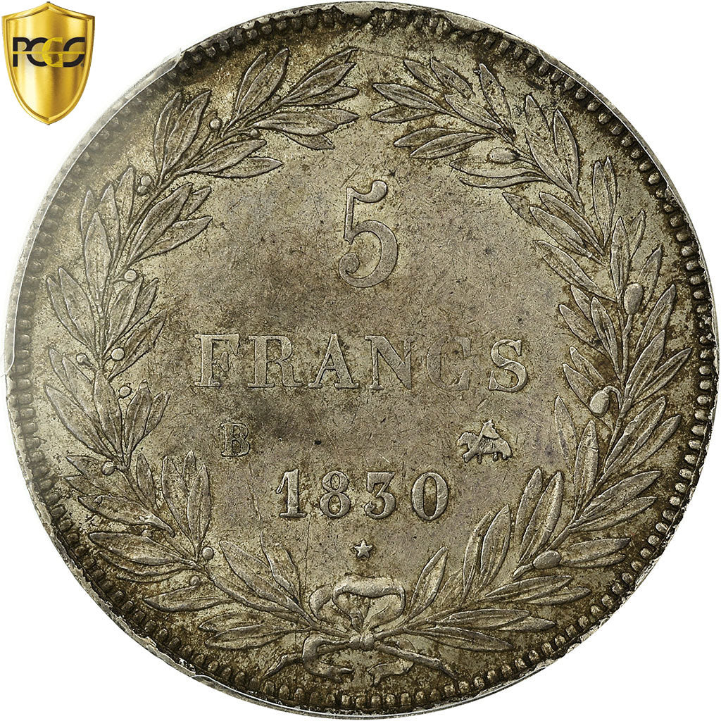 Coin, France, Louis-Philippe, 5 Francs, 1830, Rouen, PCGS, AU50, AU(50-53)