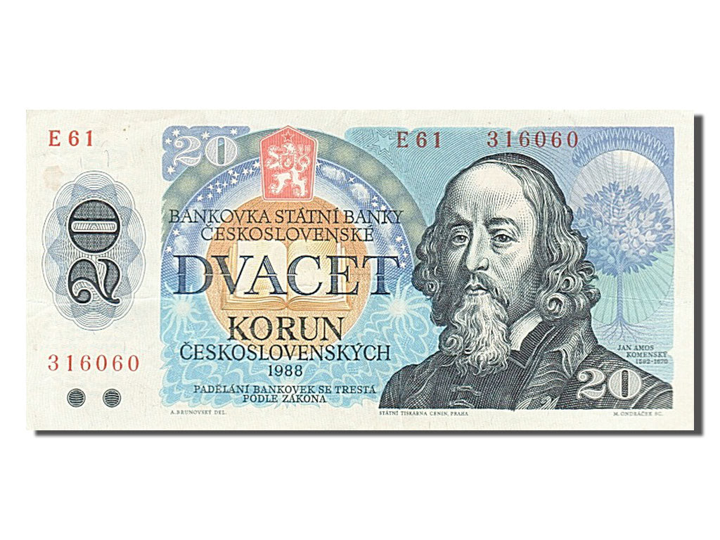 Czechoslovakia, 20 Korun, 1988, KM #95, AU(50-53), E61 316060