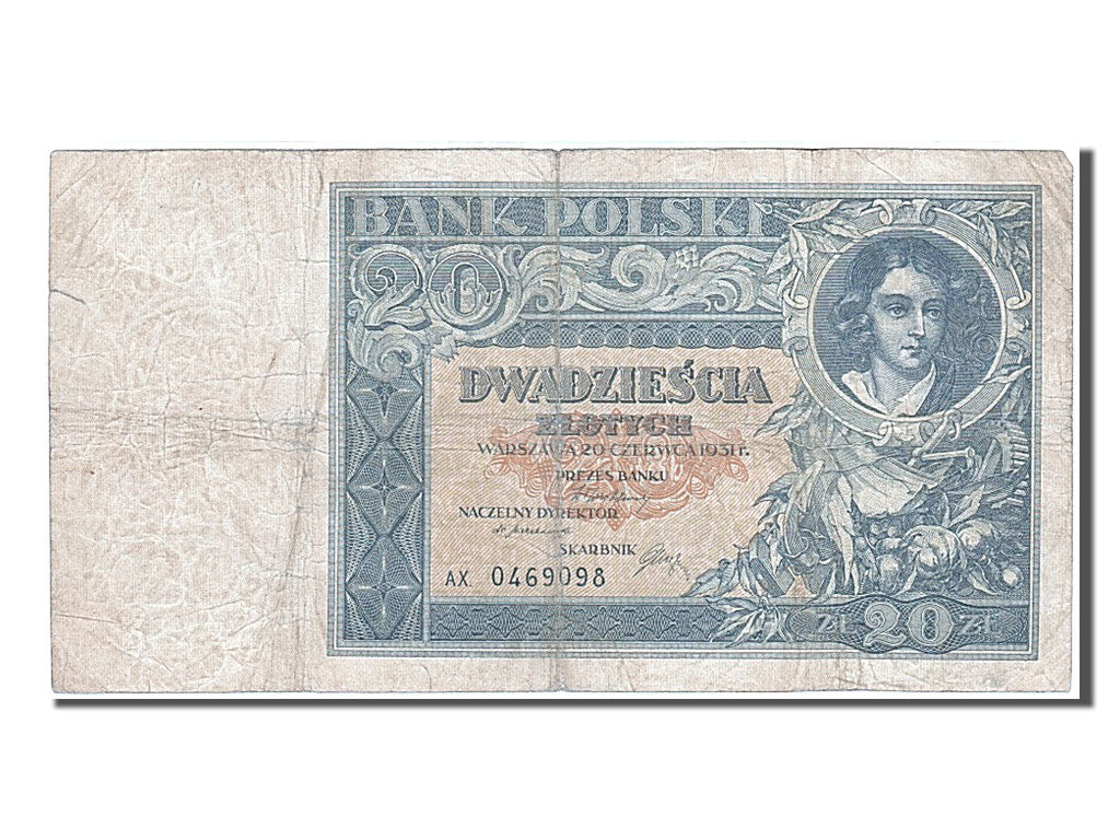Poland, 20 Zlotych, 1931, KM #73, 1931-06-20, F(12-15), AX 0469098