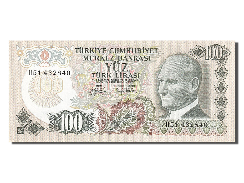 Turkey, 100 Lira, 1970, KM #189a, 1970-01-14, UNC(63), H51432840