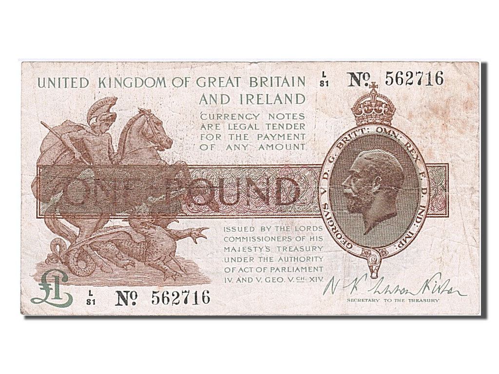 Great Britain, 1 Pound, 1919, KM #357, EF(40-45), 562716