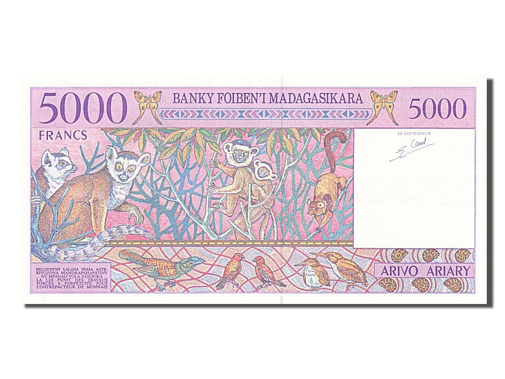 Madagascar, 5000 Francs = 1000 Ariary, 1995, KM #78a, AU(50-53), A 44549535