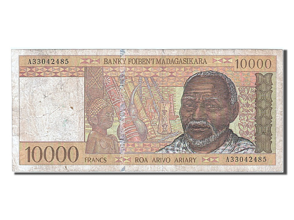 Madagascar, 10,000 Francs = 2000 Ariary, 1985, KM #79a, VF(20-25), A 33042485
