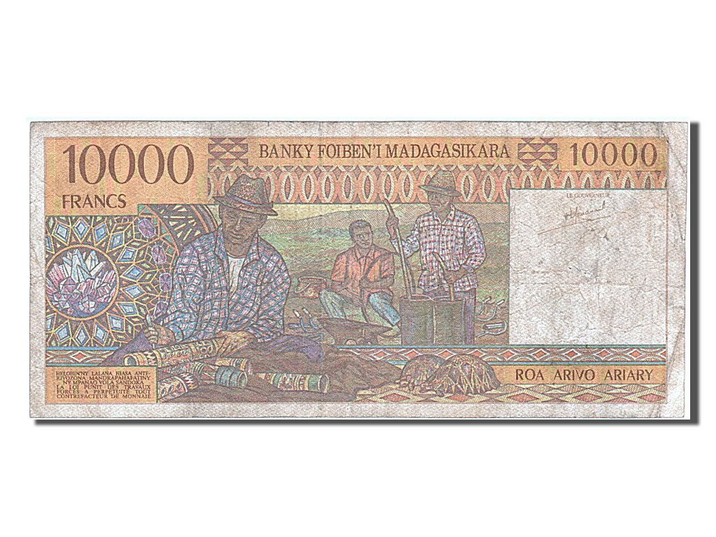 Madagascar, 10,000 Francs = 2000 Ariary, 1985, KM #79a, VF(20-25), A 33042485