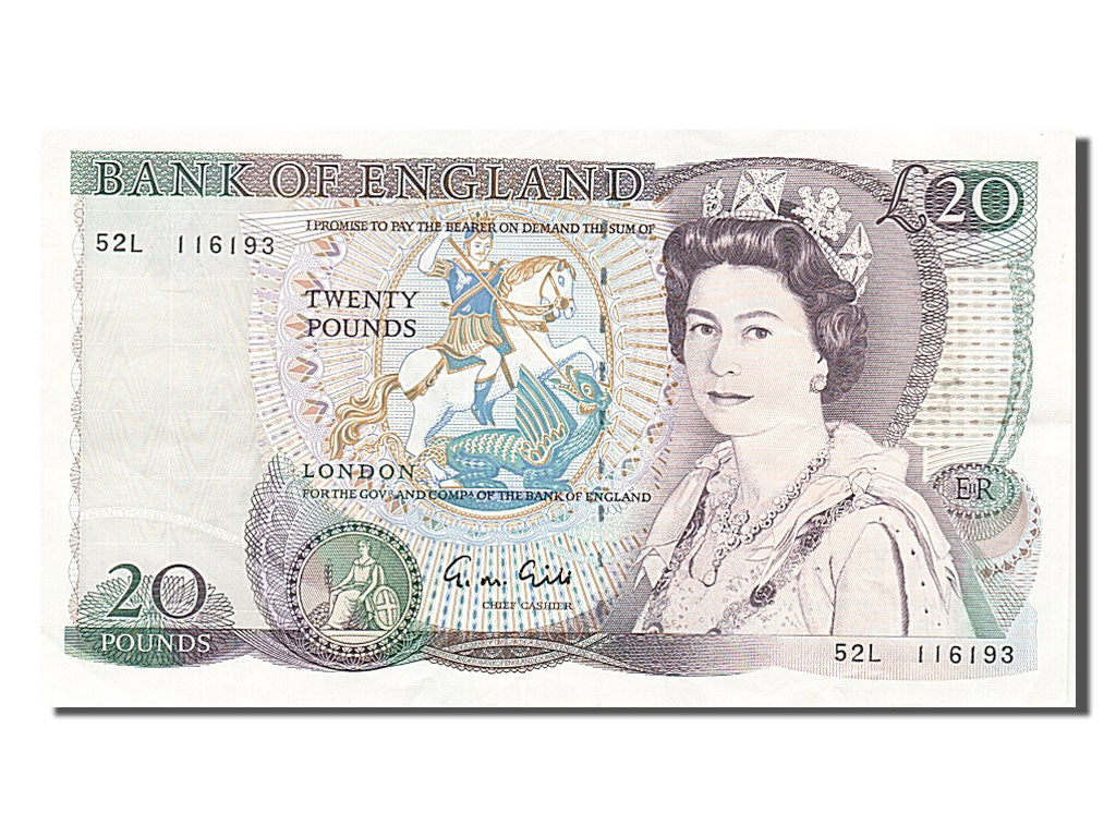 Great Britain, 20 Pounds, 1988, KM #380e, AU(55-58), 52L116193