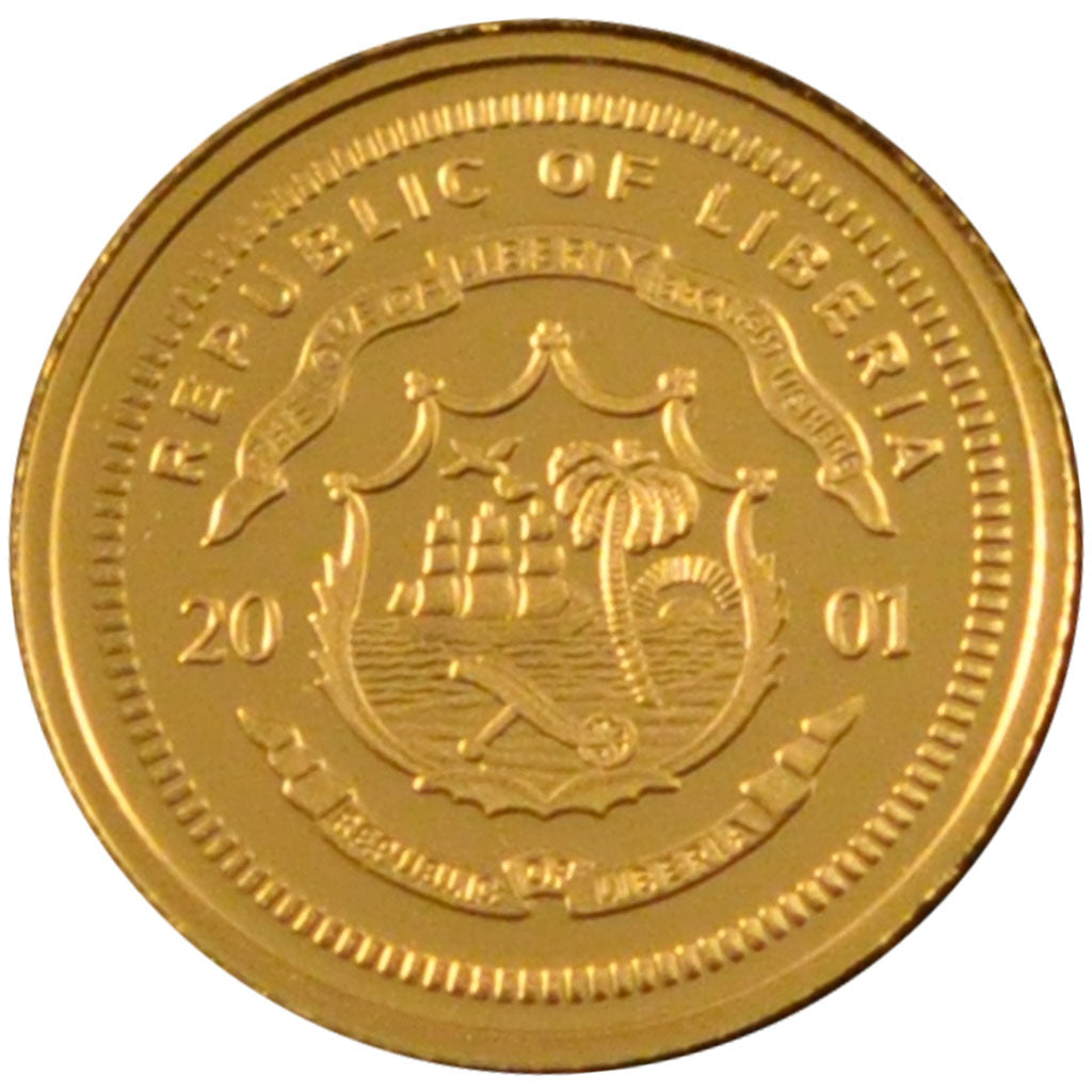 Liberia, 25 Dollars, 2001, MS(65-70), Gold, 0.73