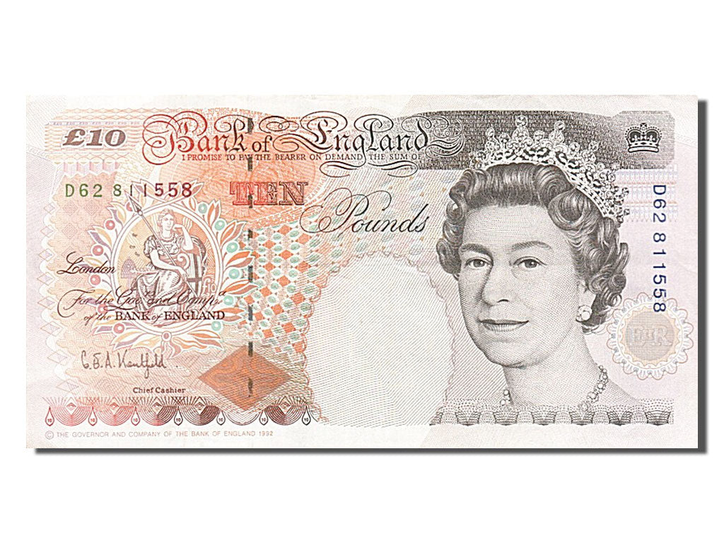 Great Britain, 10 Pounds, 1992, KM #383a, AU(50-53), D62811558