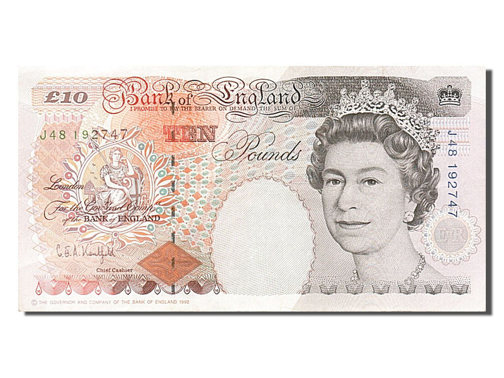 Great Britain, 10 Pounds, 1992, KM #383a, AU(50-53), J48192747
