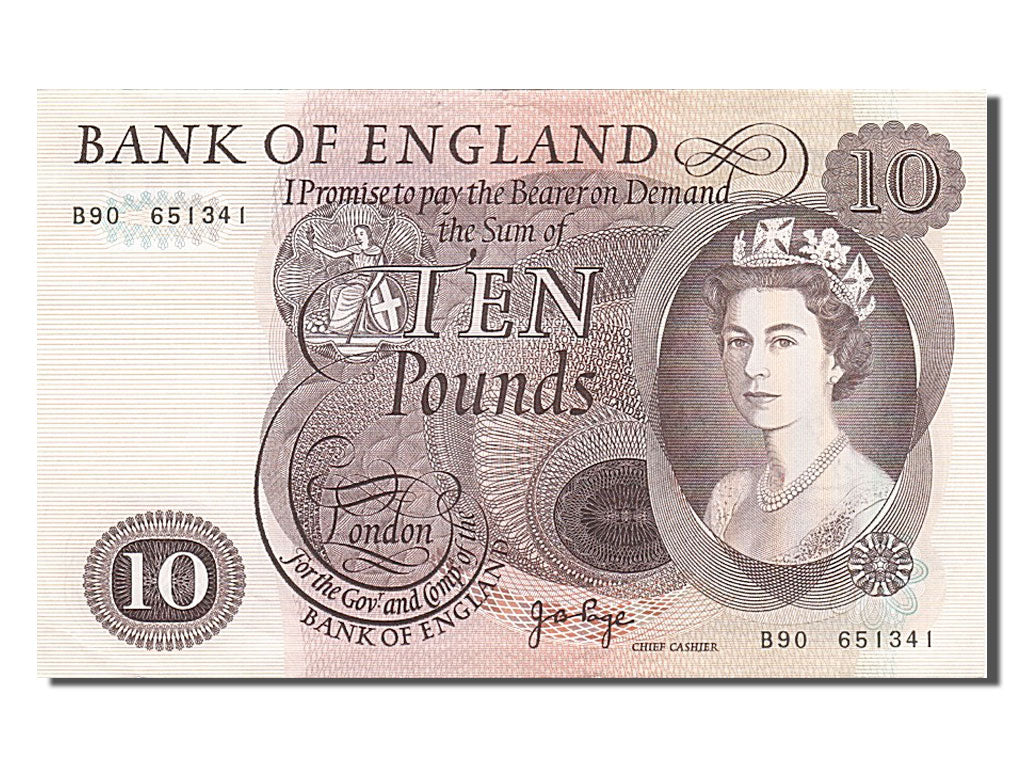 Great Britain, 10 Pounds, 1970, KM #376c, AU(55-58), B90651341
