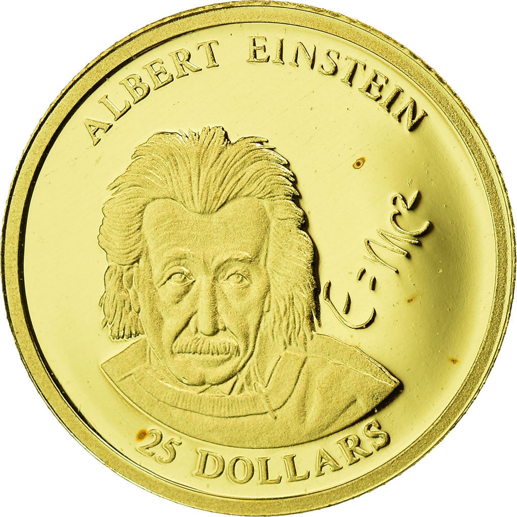 Monnaie, Liberia, Einstein, 25 Dollars, 2001, FDC, Or
