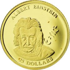 Monnaie, Liberia, Einstein, 25 Dollars, 2001, FDC, Or