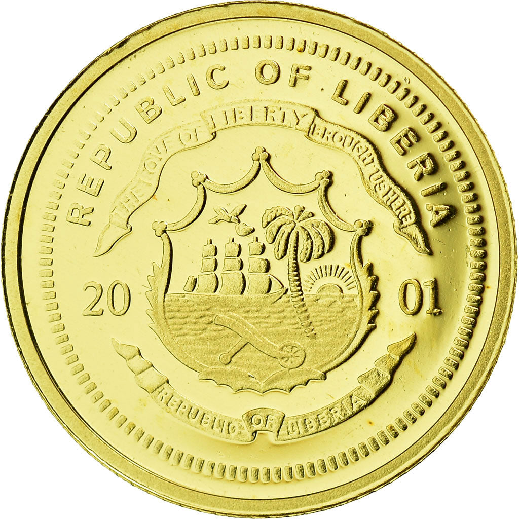 Monnaie, Liberia, Einstein, 25 Dollars, 2001, FDC, Or