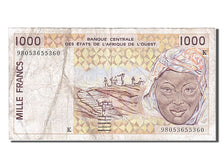 Billet, West African States, 1000 Francs, 1996, TTB+