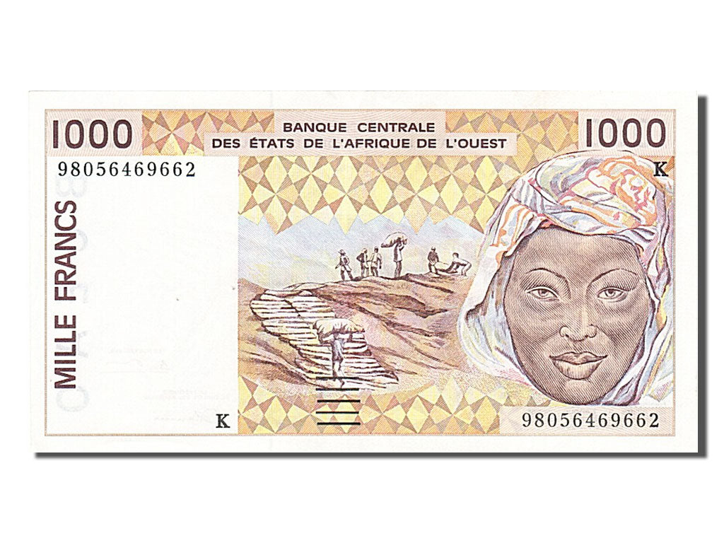 West African States, 1000 Francs, 1996, KM #411Df, AU(55-58), K 98056469662