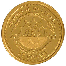 Liberia, 25 Dollars, 2000, MS(65-70), Gold, 0.73