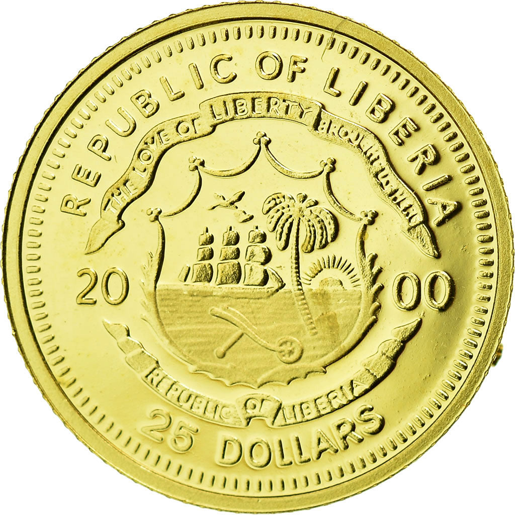 Coin, Liberia, Martin Luther, 25 Dollars, 2000, American Mint, MS(65-70), Gold