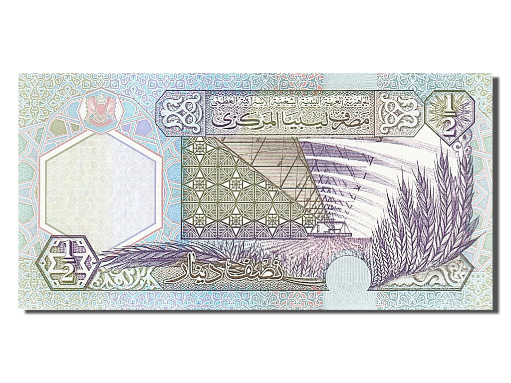Banconote, Libia, 1/2 Dinar, 2002, FDS